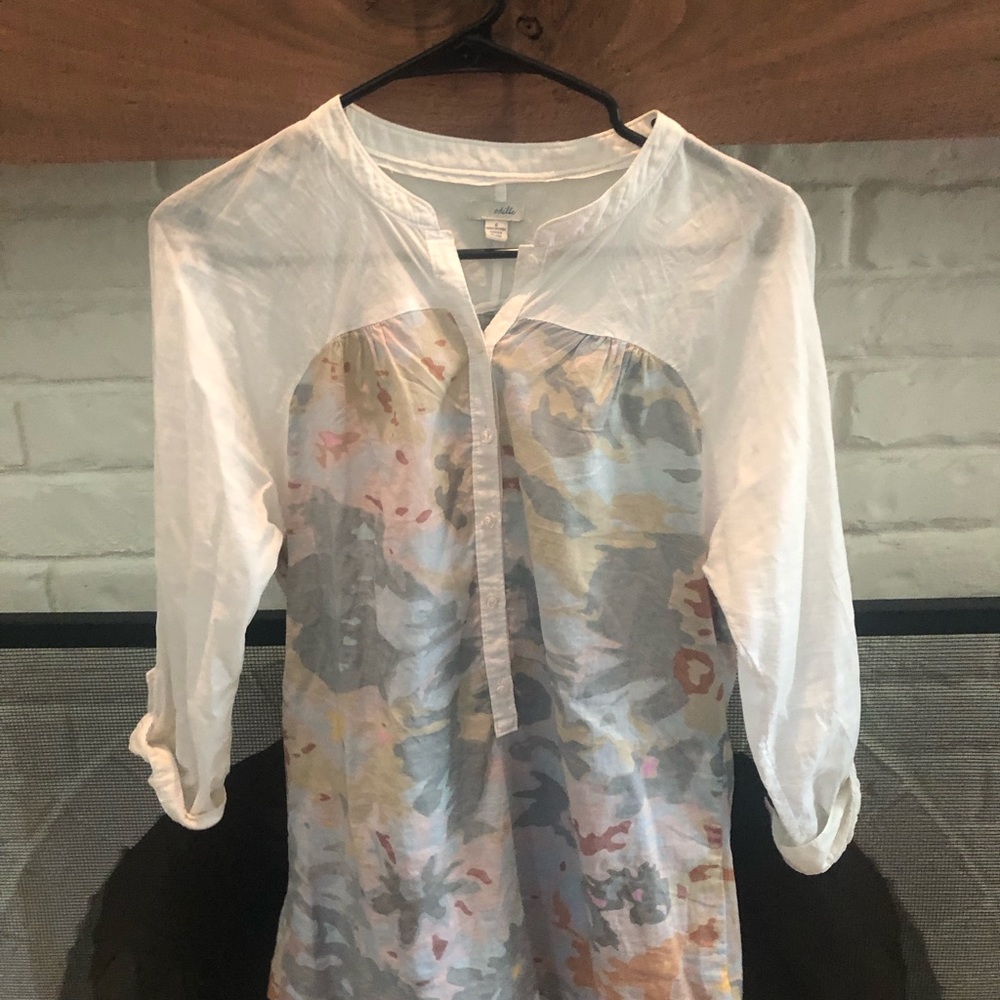 White and Floral Blouse Anthropologie